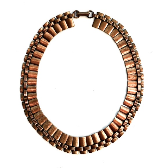 MCM Mid Century Vintage Solid Copper Choker 15 1/2” Necklace - Picture 1 of 6